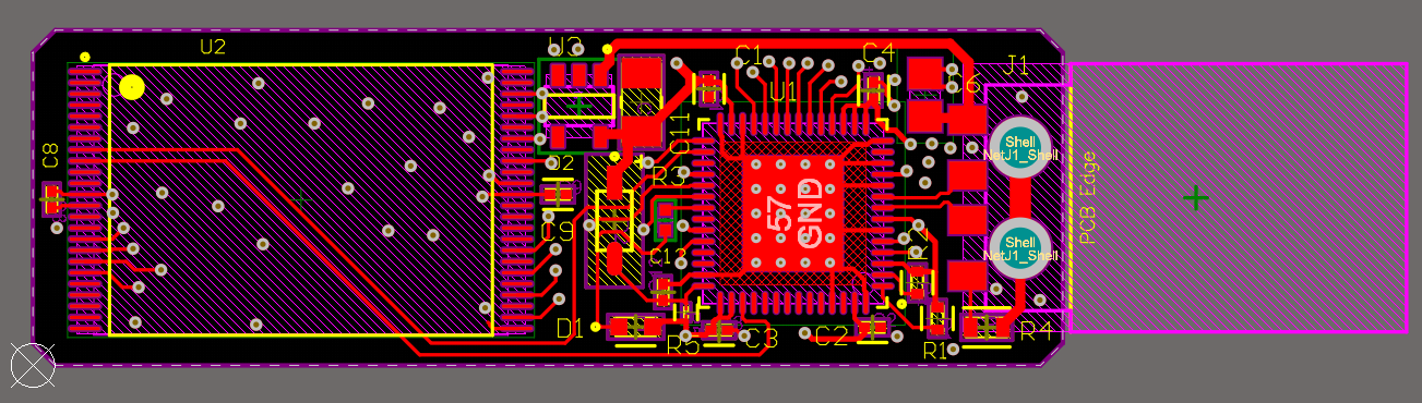 Fig. 44 - Completed routing of the top layer