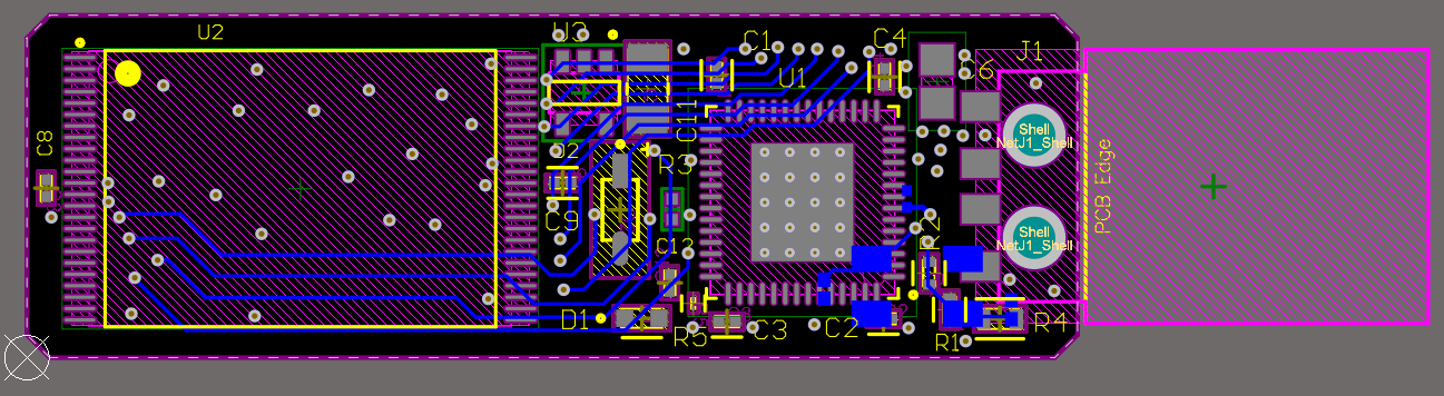 Fig. 45 - Completed routing of the bottom layer