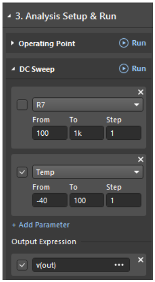 Fig. 4 - Adding the parameter temperature sweep