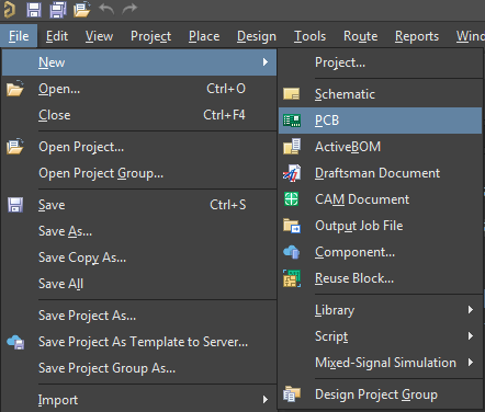 Fig.17 - Creating a PCB file