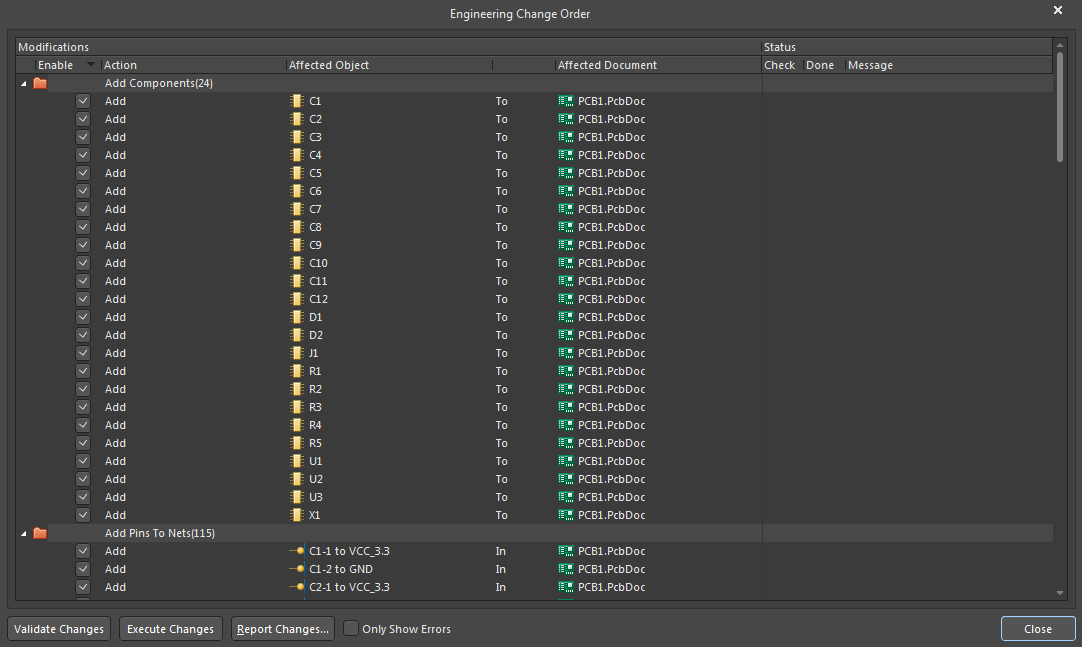 Fig.18 - Engineering Change Order dialog