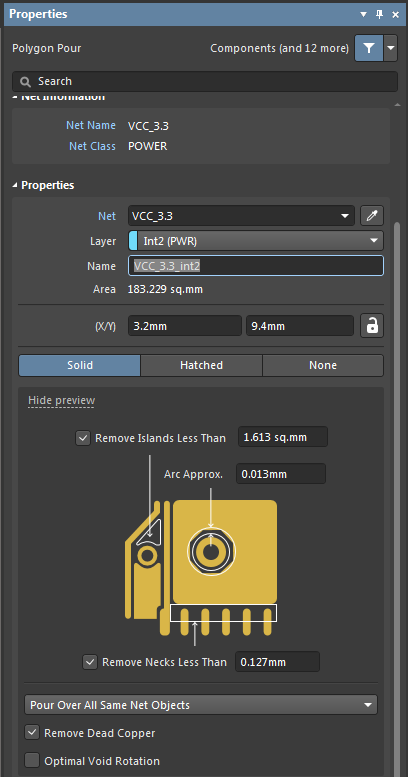 Fig.48 - Configured parameters for the VCC_3.3 net